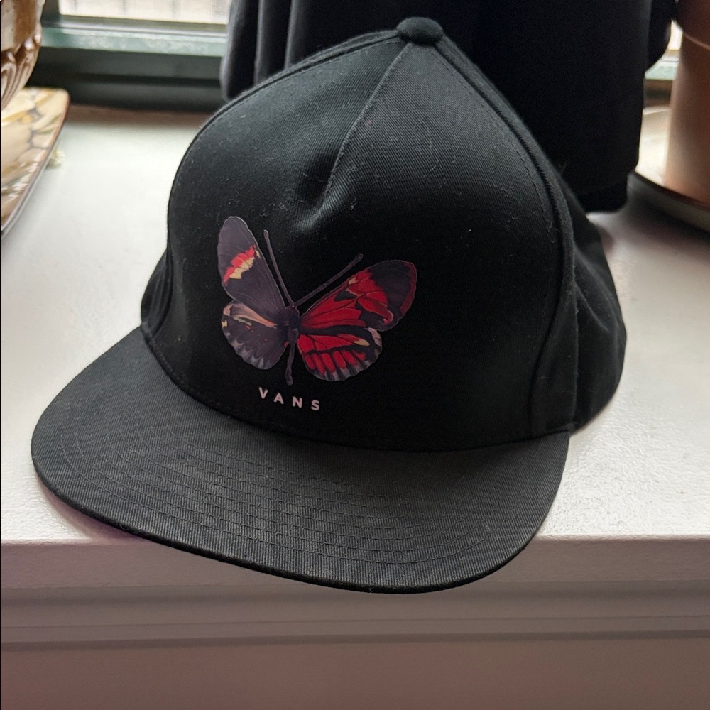 Vans Black Hat with Vibrant Butterfly